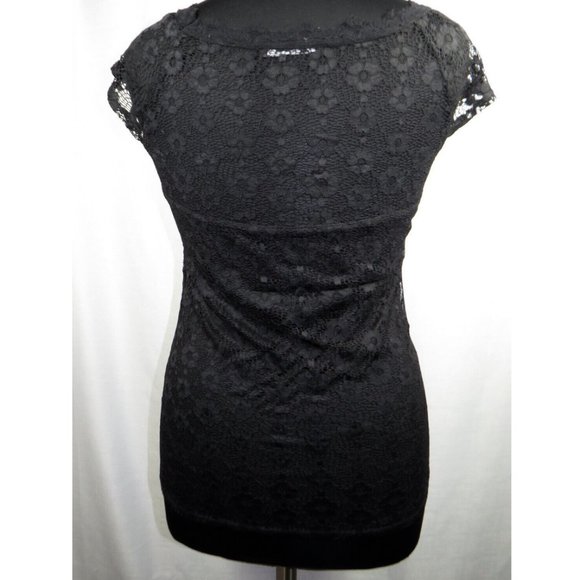 FTF Plus Size 2X Sexy Black Lace Cap Sleeve Top - Picture 10 of 10